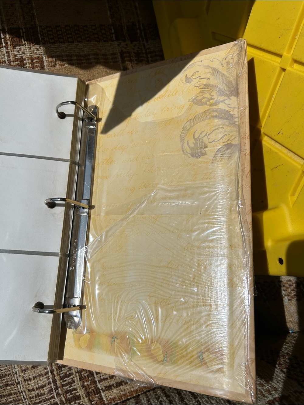 Vintage Destiny Quote Floral Yellow 3-Ring Photo Binder with Decorative Pages